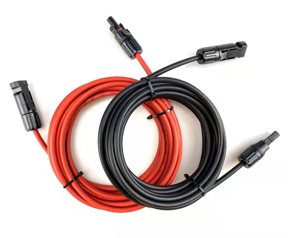 2 Meter Solarkabel / DC-Verlängerungskabel 4mm² mit MC4-Stecker - Set 2  Kabel (rot + schwarz)