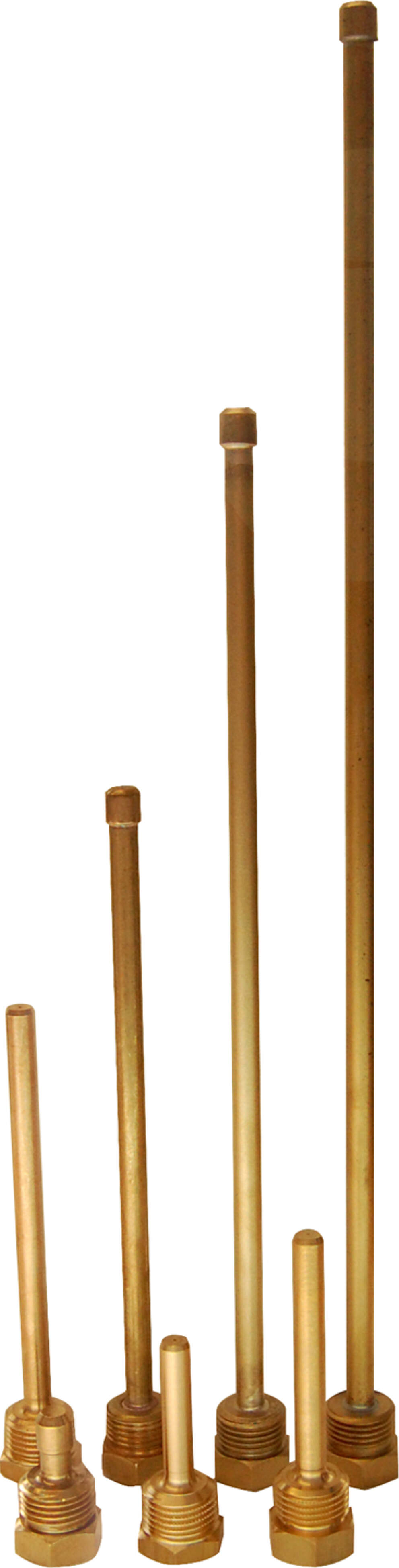 TA Tauchhülse aus Messing, 1/2" AG, Länge 200 mm o. PG7 Verschraubung, Ø innen 6 mm, mit Kunststoffverschraubung PG7