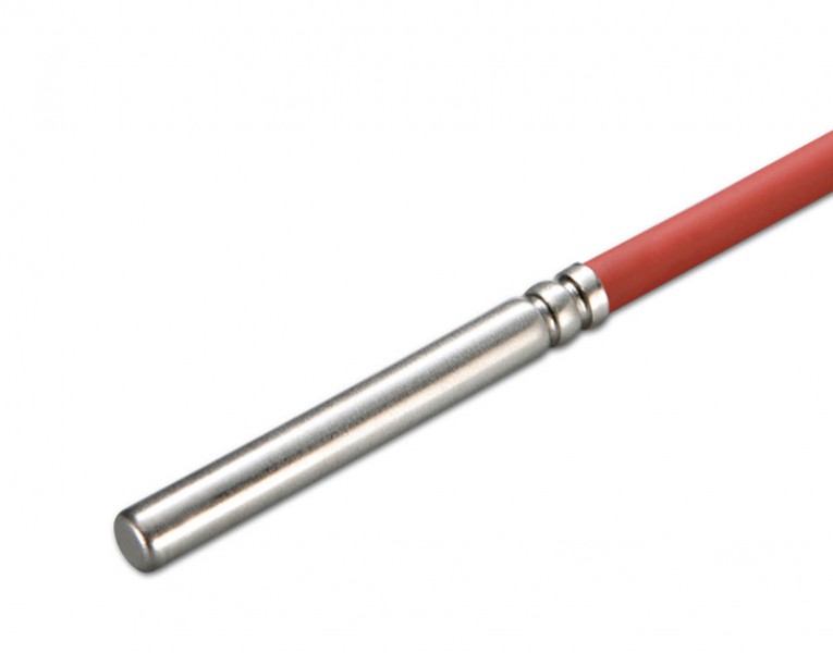 Temperatursensor, Temperaturfühler, Kabelfühler, Ø 6 mm x 30 mm, bis 180 °C, PT1000 Klasse B, Kabellänge: 4 m