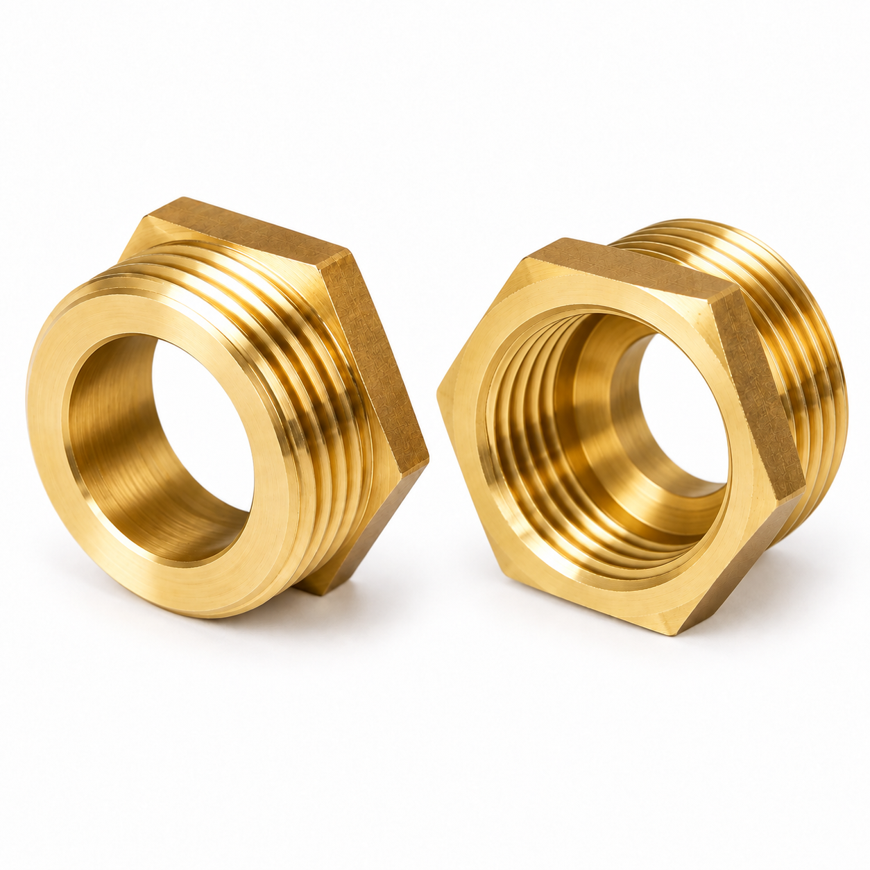 Messing Reduzierung / Reduzierstück flachdichtend 1" AG x 1/2" IG