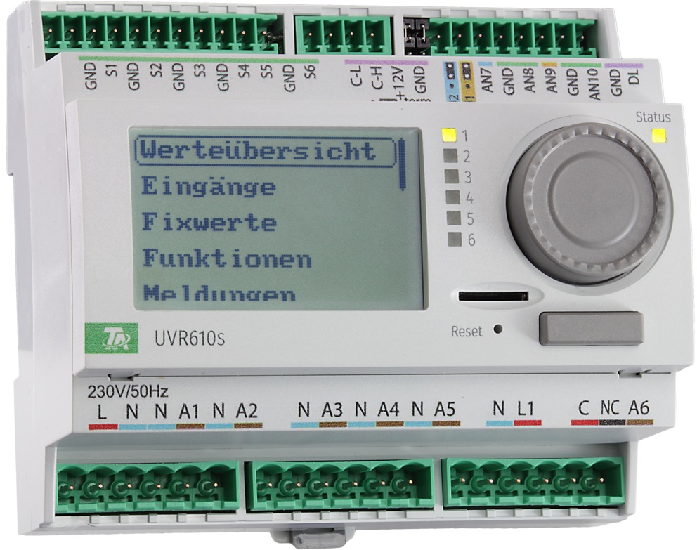 Technische Alternative frei programmierbarer Universalregler UVR 610 S für den Schaltschrank