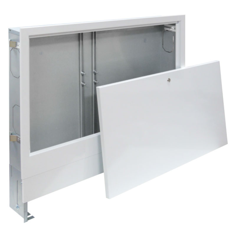 Unterputz - Verteilerschrank - Farbe weiß - für 4 - 6 Heizkreise 110 mm tief