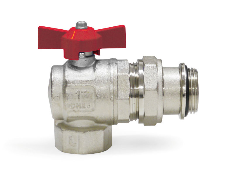 Eck Kugelhahn mit Verschraubung - Winkelform 3/4" IG x 3/4" AG für Heizung