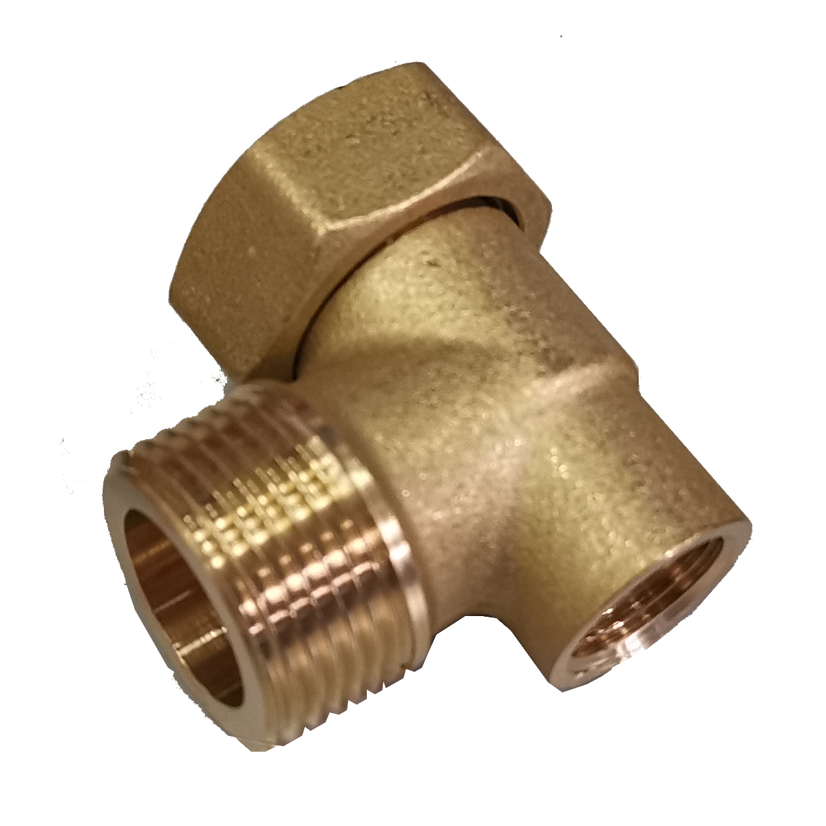 Eckverschraubung mit 1 x Überwurfmutter 1", 1 x 1" AG und 1/2" IG am Knie