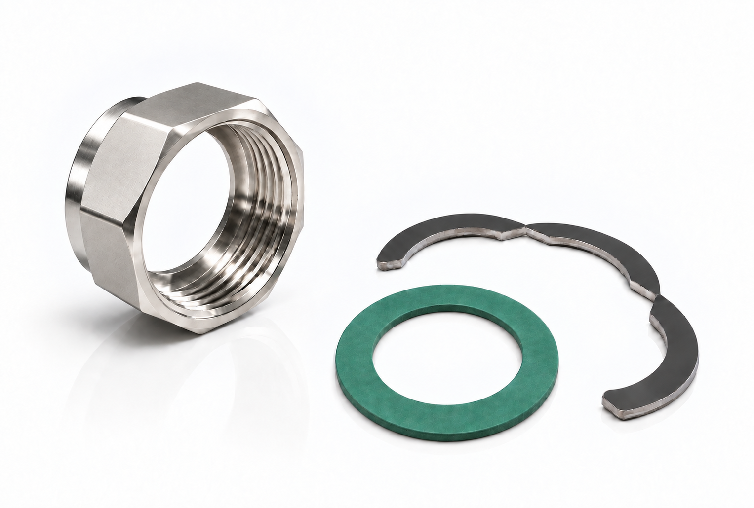 Wellrohrverschraubungs-Set DN 32 ( 1 1/2" ), Messing vernickelt